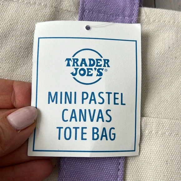 Trader Joe’s Mini Pastel Canvas Tote Bag - New With Tags - Picture 3 of 5